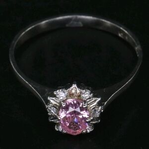 Sterling Silver - NF CHAPAL ZENRAY Pink & White CZ Cocktail Ring Size 7 - 1g